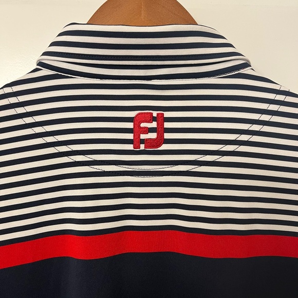 FootJoy Men’s Navy Striped Polo Shirt - Picture 6 of 6